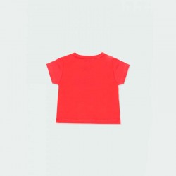 camiseta bebe manga corta roja de boboli por detrás