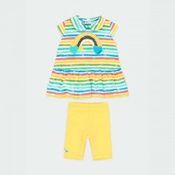 Vestido bebé rayas arcoiris con leggins de Bóboli