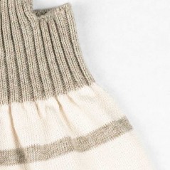 Vestido bebé niña tricot algodón rayas crema y stone de Liandme
