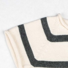 Conjunto bebé punto tricot de jersey rayas dark grey y cubre Liandme