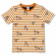 Camiseta niño rayas ocre con estampado tigres de Sturdy