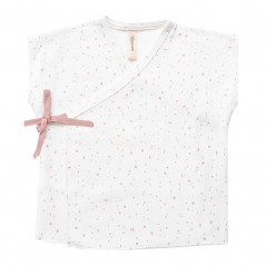 camiseta primera puesta bebe lillymom crudo y rosa