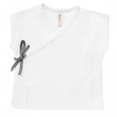 camiseta primera puesta verano lillymom blanca y gris