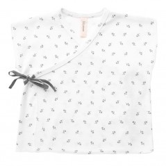 camiseta primera puesta bebe lillymom flores grises