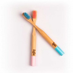 cepillo dientes bambu niños color azul y rosa