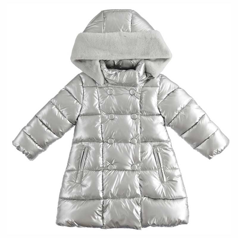 abrigo acolchado niña color plata