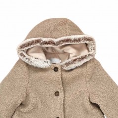 detalle capucha abrigo niña de borreguito marron bbz
