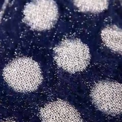 detalle lurex vestido tricotosa de niña azul y topos boboli
