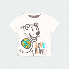 camiseta niño boboli blanca de oso para verano