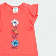 Camiseta niña coral con estampado flor de Bóboli