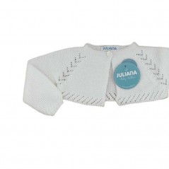 detalle chaqueta tricot blanca de bebe juliana