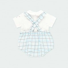 Ranita bebé cuadros celeste con camiseta de Bóboli
