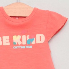 detalle camiseta conjunto ropa de bebe niña cotton fish coral