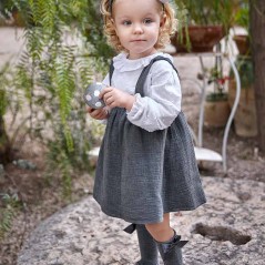 Pichi bebé niña gris antracita con blusa plumeti de Juliana