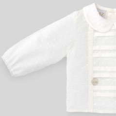 detalle blusa para bautizo de bebe cruda