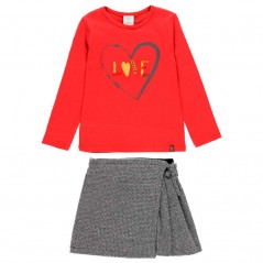 Camiseta punto "corazón" y falda de niña