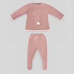 Conjunto bebé punto tricot color rosa de Paz Rodriguez
