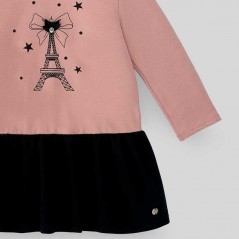 Vestido niña rosa y negro Torre Eiffel de Paz Rodriguez