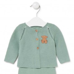 Conjunto bebé tricot en color verde bruma de Tous