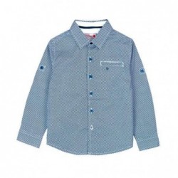 Camisa niño azul con estampado geométrico