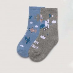 Pack calcetines bebé térmicos aviones azul y gris