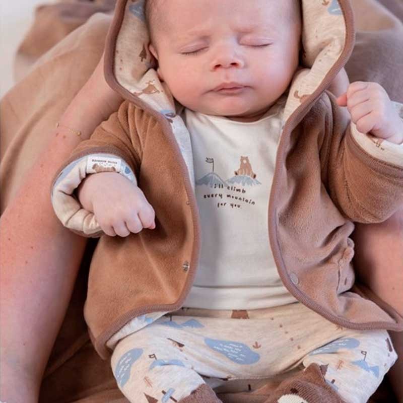 Conjunto bebé marrón con chaqueta reversible de Feetje