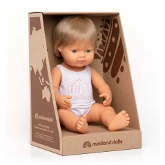 Muñeco de bebé rubio caucásico Miniland