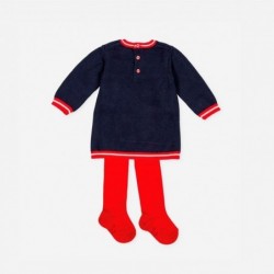 Vestido bebé azul marino y rojo con un reno de Tutto Piccolo