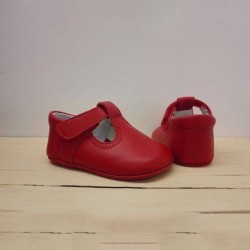 zapatos bebe sin suela de piel rojos leon shoes