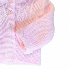 Chaquetón bebé rosa con capucha pelo de Sardón