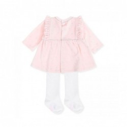 Vestido bebé Tutto Piccolo de terciopelo rosa y gris