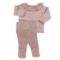 Conjunto bebé nacimiento tricot rosa de Liandme