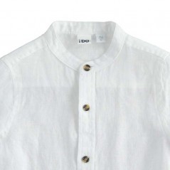 Camisa niño manga corta lino blanco de iDO