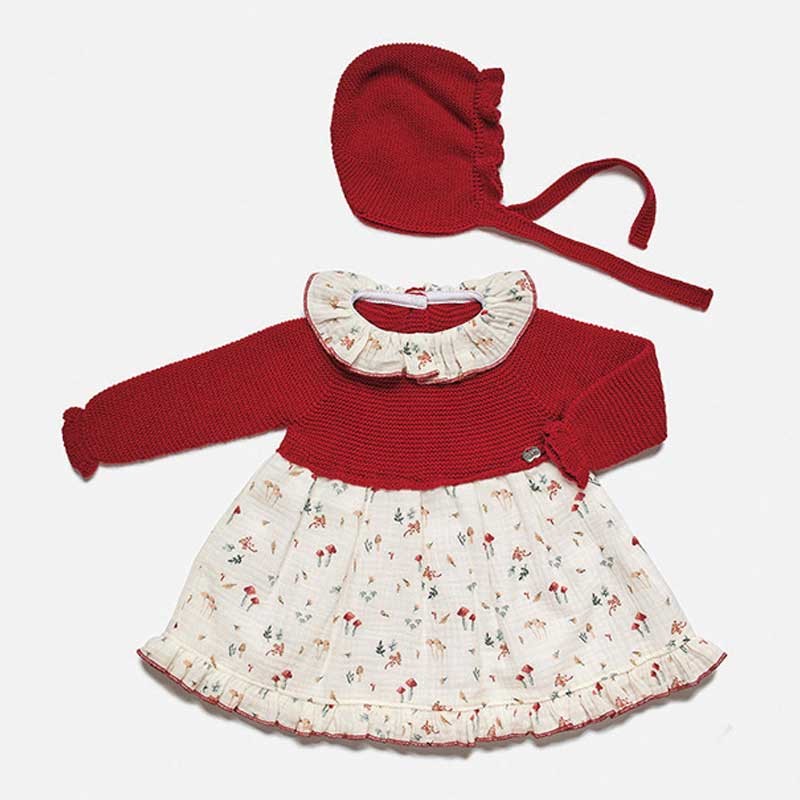 Vestido bebé rojo estampado setas de Juliana