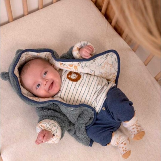 Cazadora bebé reversible azul animales de Feetje