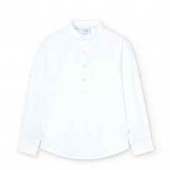 Camisa niño blanca de algodón cuello mao de Bóboli
