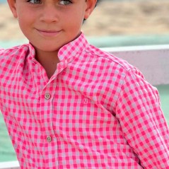 Camisa niño cuadros rosa fluor de Nachete