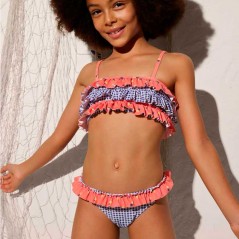 Bikini niña Ysabel Mora cuadro vichy y piñas