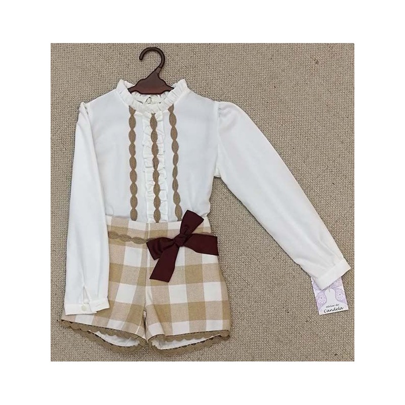 Conjunto ropa niña de ceremonia marrón de Atelier de Candela