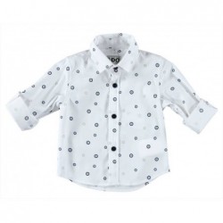 Camisa niño blanca con estampado de botones