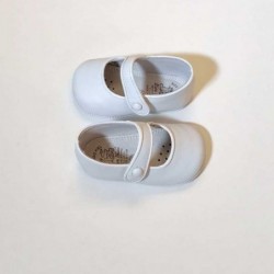 Zapatos bebé niña merceditas de piel blanca