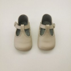 Zapatos cruzado bebé niño nacarado beige de León Shoes