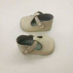 Zapatos cruzado bebé niño nacarado beige de León Shoes