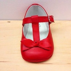 zapatos bebé niña sin suela rojos vista frontal