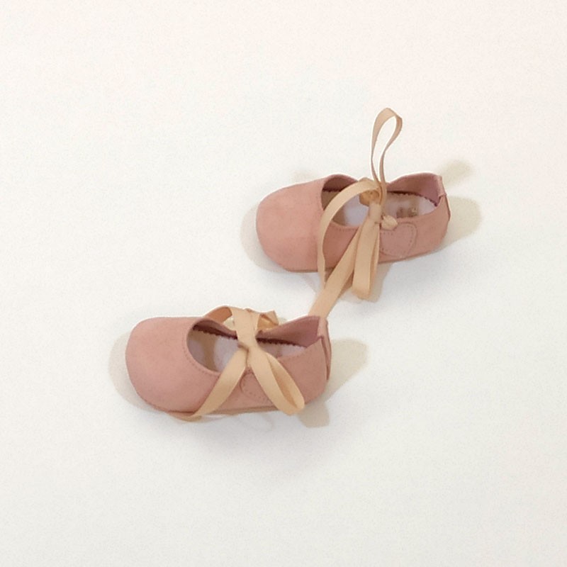 Zapatos bebé bailarinas rosa de piel vuelta
