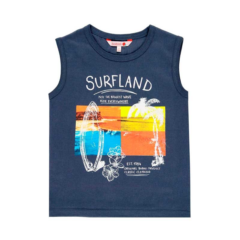 Camiseta de niño tirantes marino estampado surf