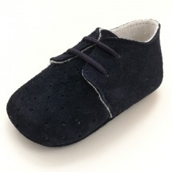 Zapatos bebé niño de ante color azul marino con cordones