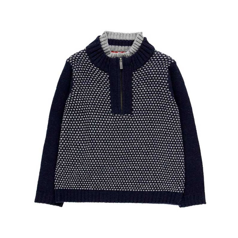 Jersey de punto tricot azul marino y gris de niño
