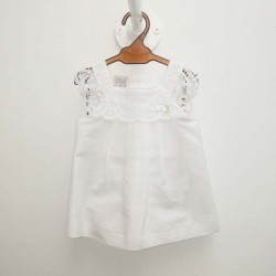 vestido bebe de bautizo de lino blanco