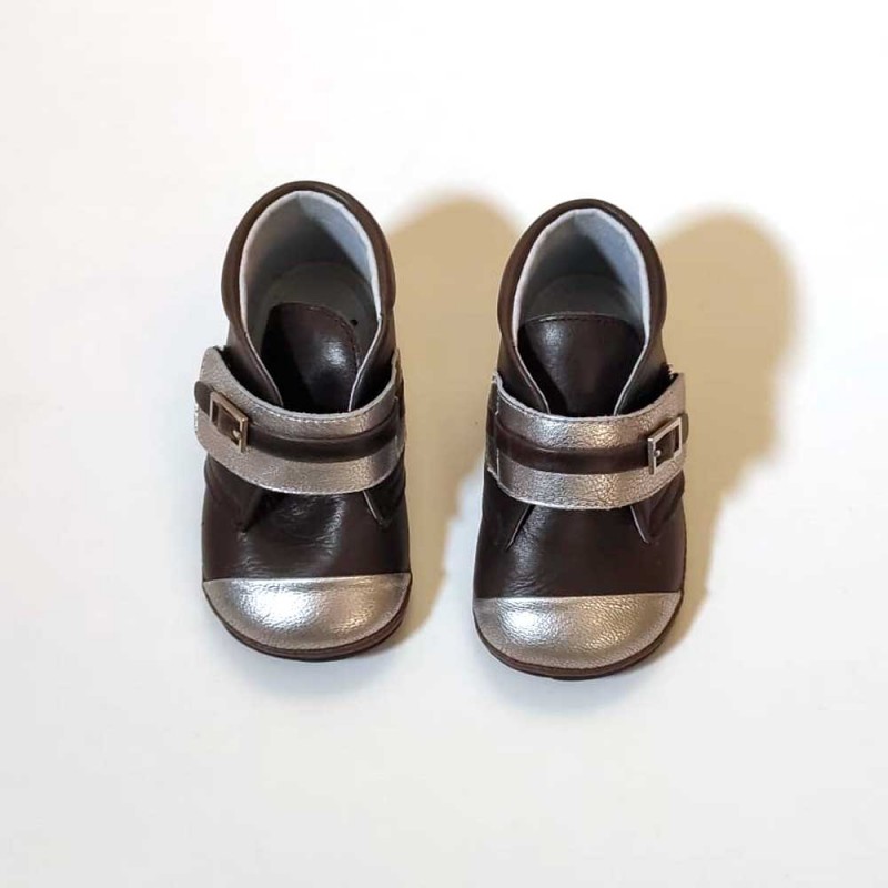 Zapatos bebé León Shoes bota color bronce y plomo